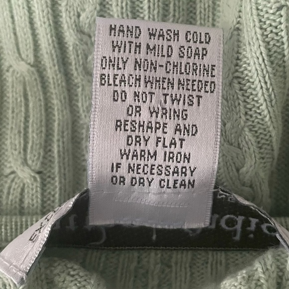 Bloomingdale’s Sutton|Studio Silk|Cashmere Green Cable Knit Cardigan Sz … - Picture 2 of 4